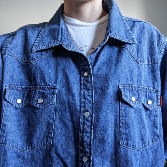 Vintage Route 66 snap button denim shirt - Picture 2 of 4